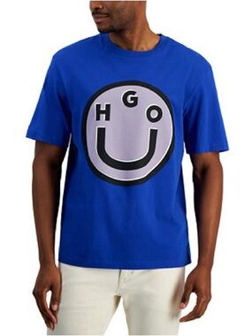 HUGO Men's Blue Smiley Graphic T-Shirt